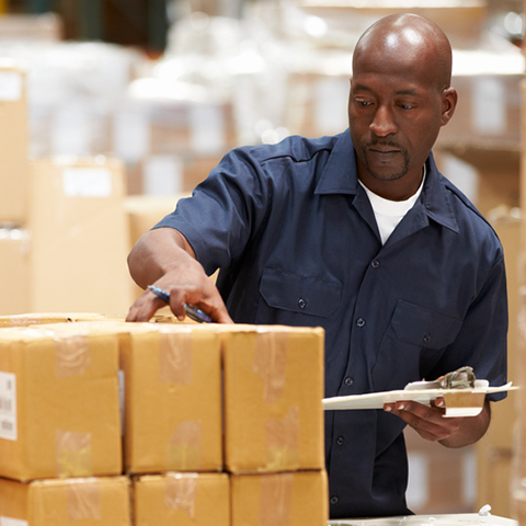 quality checking boxes in a warehouse