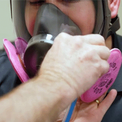 hooking up a respirator to be fit tested