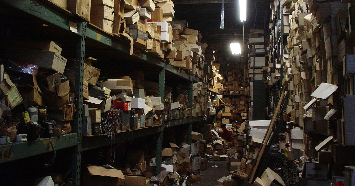 messy industrial storeroom