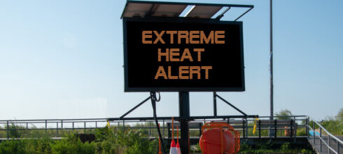extreme heat road sign