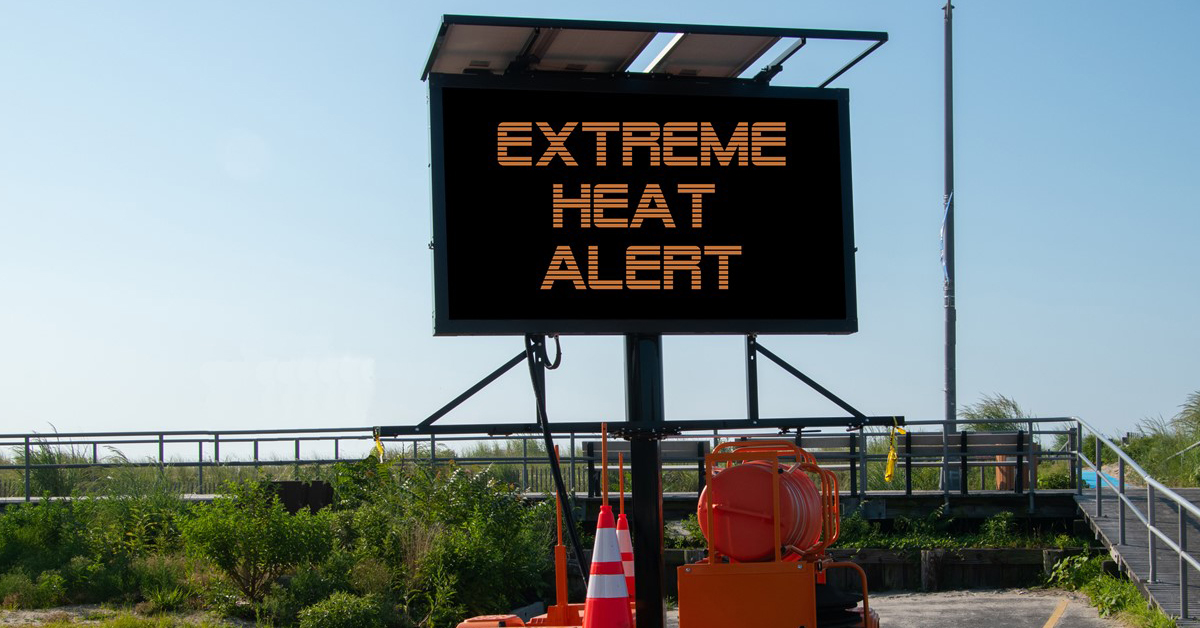 extreme heat road sign