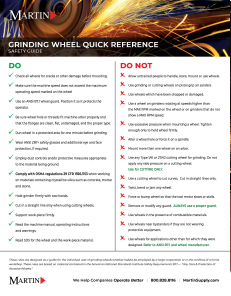 Grinding wheel reference guide