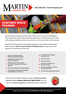 Martin Supply confined space training flyer