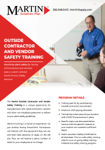 Martin Safety Vendor Training flyer