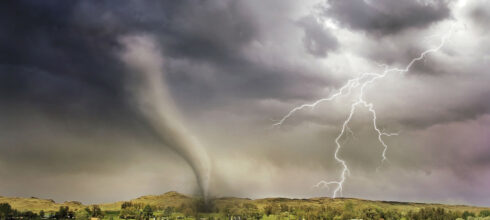 tornado in open field