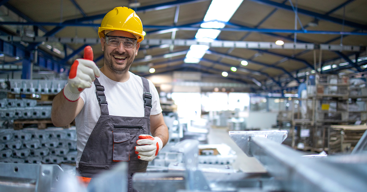 Industrial employee dressed for his role