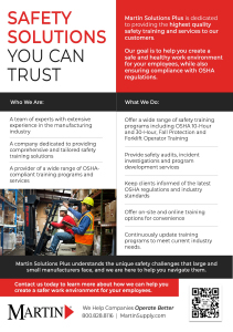 Martin Solutions Plus Safety Training flyer