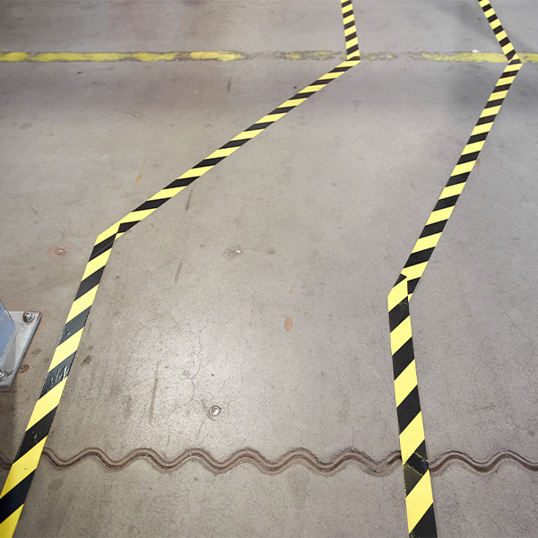 Safety Floor Tape on Industrial Floor