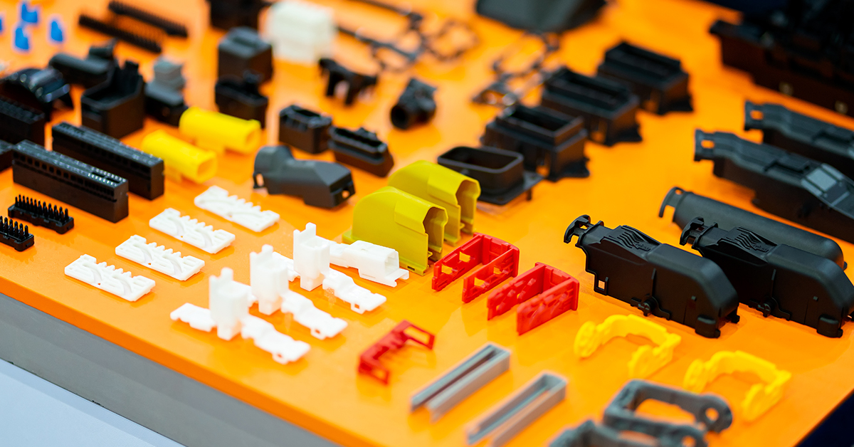 Array of precision parts on a table