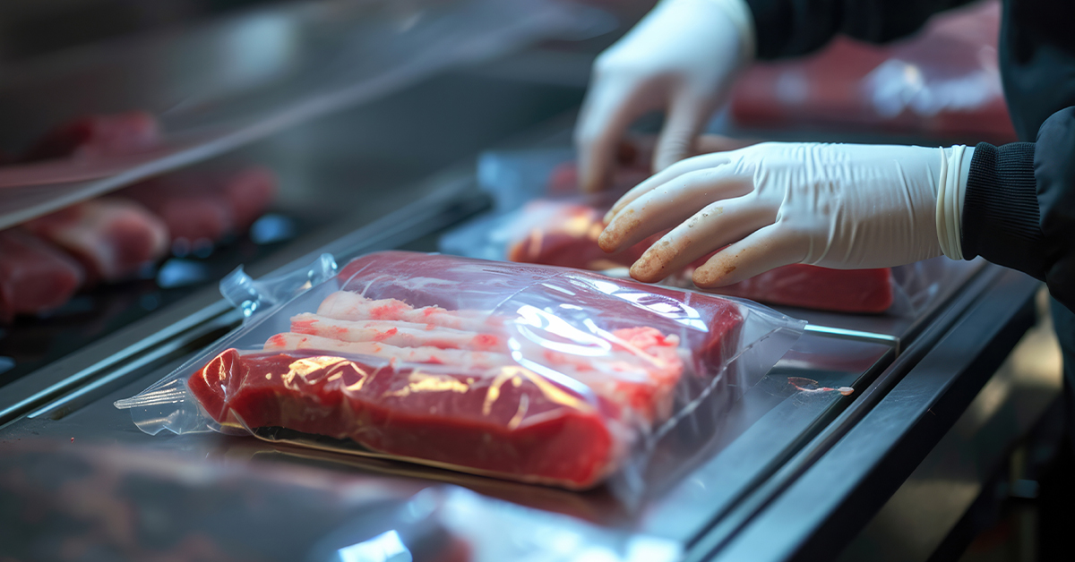 Person packaging meat
