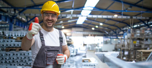 Industrial employee dressed for his role