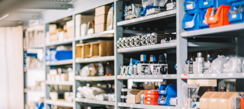 Organized industrial storeroom