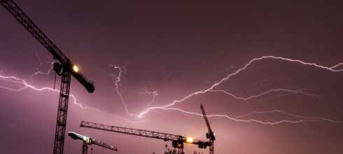 Lightening striking in the dark