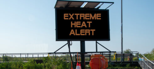 extreme heat road sign